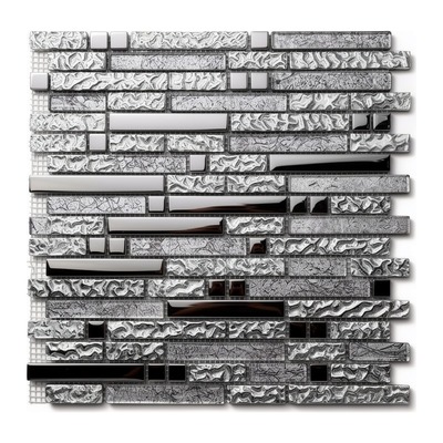 Baguettes linéaires argent et noir : argent fondu, feuille froissée, miroir noir
