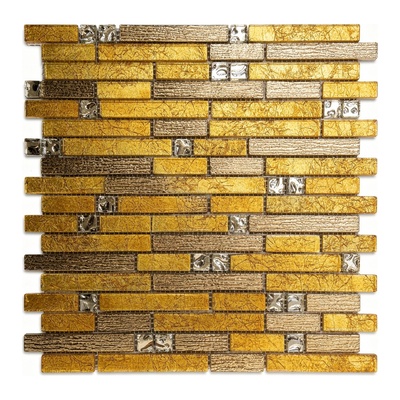 Baguettes linéaires or profond : feuille d'or, or nervuré écorce, chrome gaufré