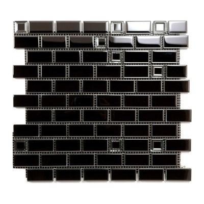 Briques métro biseautées 48x23 en verre miroir noir