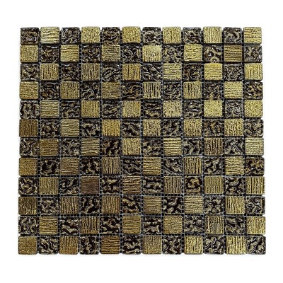 Trame 12x12 : carreaux or nervurés et bronze foncé en relief fondu