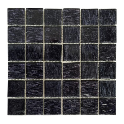 Trame 6x6 de cristal pailleté noir minuit, biseau bombé