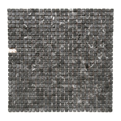 Micro-carrés 10 mm de marbre gris-noir à veines blanches