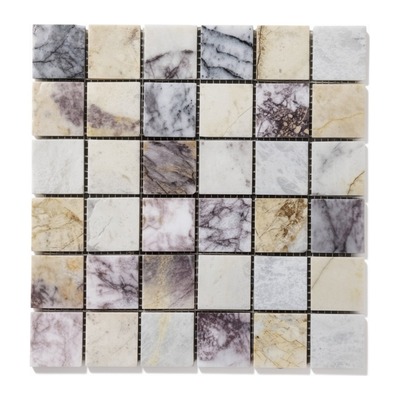 Trame 6x6 de marbre Lilac poli blanc crème, veines violettes