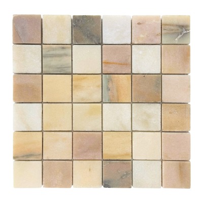 Patchwork 6x6 de marbres pastel : rose poudré, crème, jaune pâle, onyx sauge