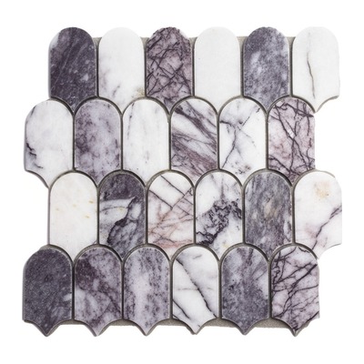 Écailles plumes en marbre Lilac blanc