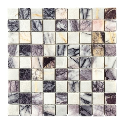 Patchwork 23 mm de marbre Lilac blanc, veines violettes et brunes