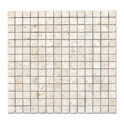 Mini-carrés 15 mm de calcaire fossilisé crème ivoire