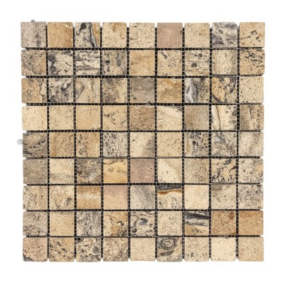 Trame 23 mm de travertin silver vieilli, tourbillons beige, gris et taupe