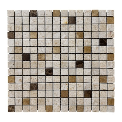 Mini-trame 15 mm de calcaire crème, accents emperador clair et foncé