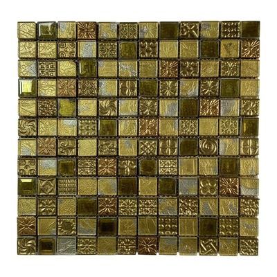 Cristal or 15 mm : feuille lisse, relief baroque, accents olive