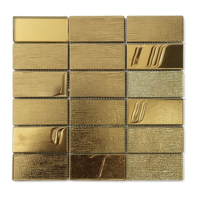Briques or empilées 73x30 : miroir, nervuré, craquelé pailleté