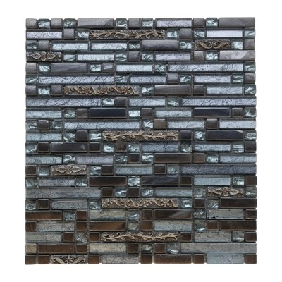 Modulaire cristal soie gris, feuille argentée, chrome et inserts baroques bronze