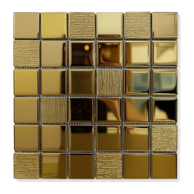 Briques or bombées empilées 73x30, miroir et striées