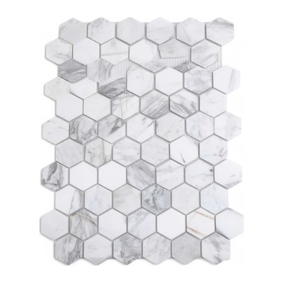 Hexagones 48 mm de marbre Volakas blanc