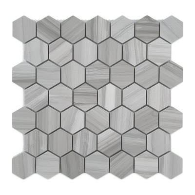 Hexagones 48 mm de marbre Athens veiné bois gris