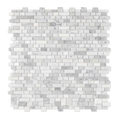 Mini-briques de marbre de Carrare blanc, joints décalés