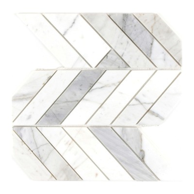 Chevron de marbre Volakas blanc