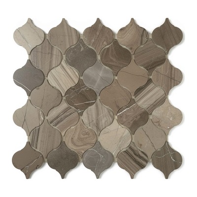 Lanternes arabesques en marbre taupe brun veiné bois
