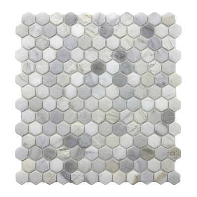 Mini-hexagones 23 mm de Carrare blanc vieilli