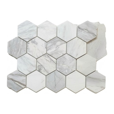 Hexagones 48 mm de marbre Volakas blanc