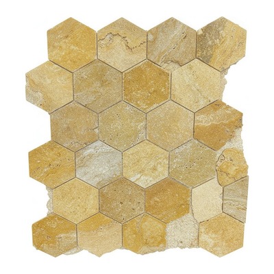 Hexagones de travertin jaune doré