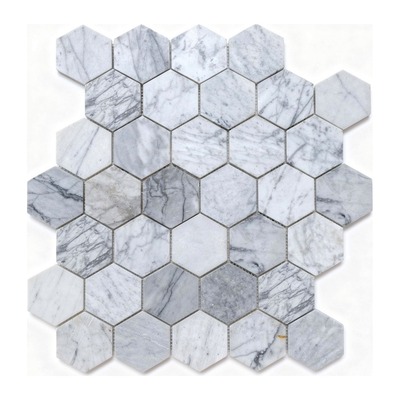 Hexagones 48 mm de marbre de Carrare blanc