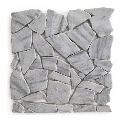 Palladiana d'éclats de marbre blanc et gris vieillis