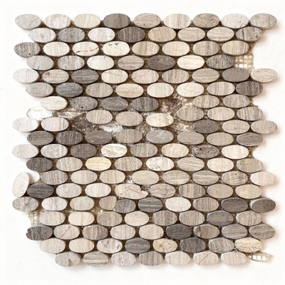 Ovales allongés en marbre gris beige veiné bois