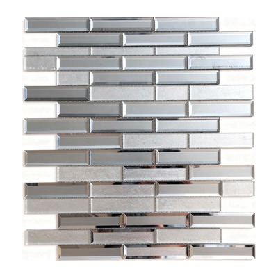 Baguettes biseautées gris satiné dépoli, biseaux miroir chromé