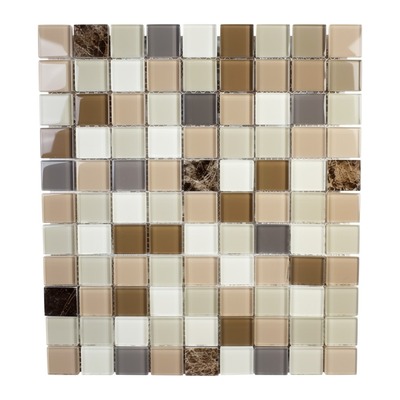 Trame 23 : cristal beige, blanc et brun avec marbre emperador