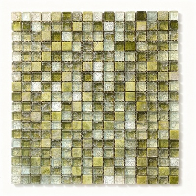 Mini-carrés de cristal craquelé vert et blanc
