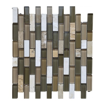 Baguettes linéaires de cristal olive, taupe et gris avec pierre