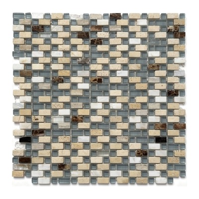 Mini-briques de cristal gris, pierre beige et blanche, emperador
