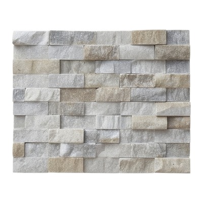 Panneau de parement éclaté en quartzite blanc et gris