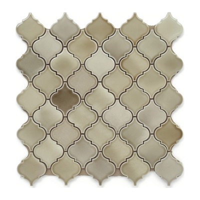Mosaïque lanterne arabesque, émail brillant beige taupe