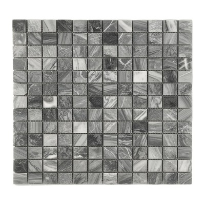 Mosaïque trame 2,5 cm, marbre Bardiglio gris à tourbillons blancs, adoucie
