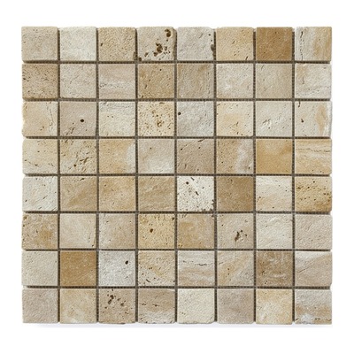 Mosaïque trame 5 cm, travertin noce beige, finition vieillie