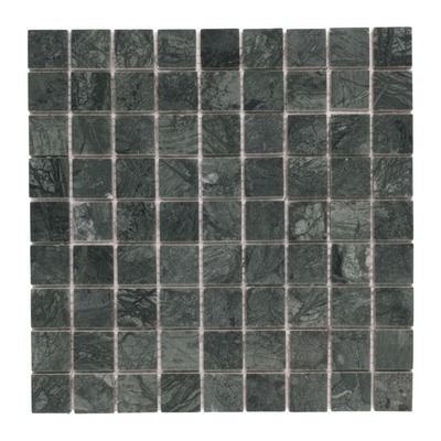 Mosaïque trame 2,5 cm, marbre Verde Guatemala vert foncé, finition polie