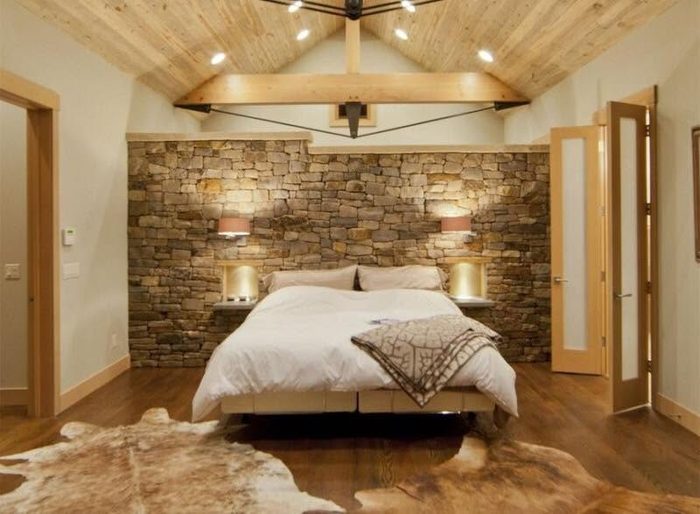 Chambre, mur de pierre appareillée, pierre naturelle